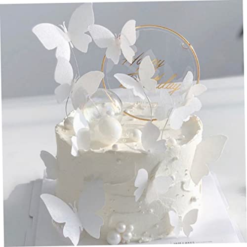 11pcs Acrylschmetterlingsdekorationen, Schmetterling Cupcake Topper, 3D -Schmetterlingskuchen -Dekor, hohle Butterfly Backeinsätze für Geburtstagsfeier, Weiß von NIDONE
