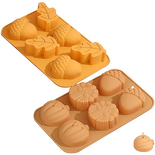 NIDONE 2 Stück Kürbisblatt-Silikonformen, 3D-Silikonformen zum Erntedank-Herbstthema, 6 Mulden, 3D-Herbst-Ernte-Thema, Schokoladenformen, Thanksgiving-Kerzenformen, Kürbisform NIDONE 2 Stück Kürbisblatt-Silikonformen, 3D-Silikonformen zum Erntedank-Herbstthema, 6 Mulden, 3D-Herbst-Ernte-Thema, Schokoladenformen, Thanksgiving-Kerzenformen, Kürbisform von NIDONE