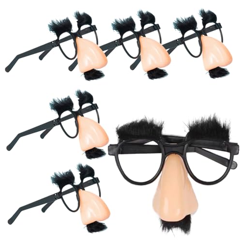 NIDONE 6pcs Halloween -Brille, lustige Brille mit falscher Nase, Augenbrauen ＆ Schnurrbart, lustige Kostüme für Kostüm Halloween, Partybevorzugungen, Geburtstagsfeiern von NIDONE