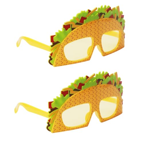 NIDONE Taco -Brillen für Erwachsene Kinder 2pcs farbenfrohe PC -Rahmen lustige Brille mit AC -Objektiv dekorative Brillen für Party, Bühne, Feier, Foto von NIDONE
