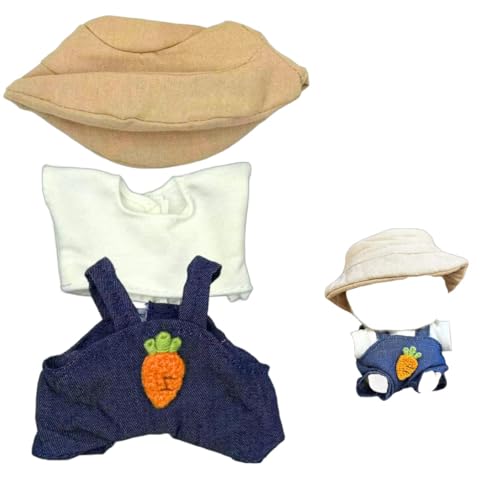 17 cm Puppenkleidung Kleidung für Puppen-Outfits Zubehör für 17 cm Plüsch, geeignet für 15,2 cm, süßes lustiges Outfit für Puppen, Karotten-Denim-Stil Set von NIEBYI