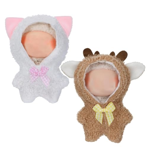 2 Sets Kleidung für 17 cm große Puppen – Katzen- und Elch-Body Outfit Zubehör für Anziehpuppen Mädchen Frauen Geschenke (Dolle nicht enthalten) von NIEBYI