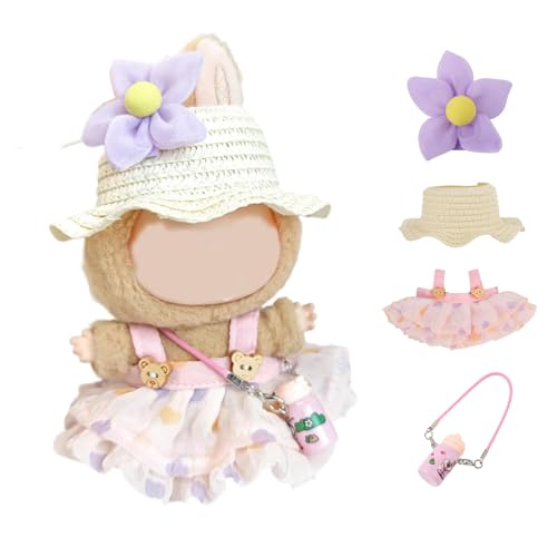 Kleidung für 15 cm große Labu-Puppe, Rock-Set für Puppen, 4-teiliges Set, Hutrock-Outfit, hochwertiges modisches süßes Kleid für 15 cm Puppenzubehör, stilvolle entzückende Puppenkleidung Zubehör (ohne Kleidung für 15 cm große Labu-Puppe, Rock-Set für Puppen, 4-teiliges Set, Hutrock-Outfit, hochwertiges modisches süßes Kleid für 15 cm Puppenzubehör, stilvolle entzückende Puppenkleidung Zubehör (ohne von NIEBYI
