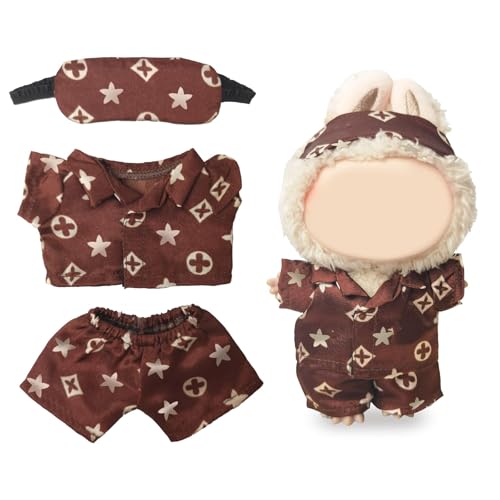 Kleidung kompatibel mit Puppen – Blaues und weißes Tweed-Kleid mit Schleife, Armband und Schuhen, 4-teiliges Couture-inspiriertes Outfit für 20,3 cm große Puppen (braun) von NIEBYI