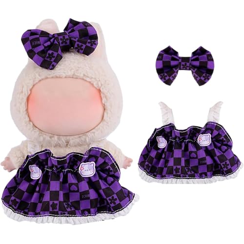 Puppenkleidung für L-bu, 17 cm Puppen-Outfits, Kleidungsset für 17 cm große L-bu Puppe, 2-teiliges Set Kleid Kleidung für L-bu, Mädchen Stilvolle entzückende Puppenkleiderzubehör (Lila) von NIEBYI