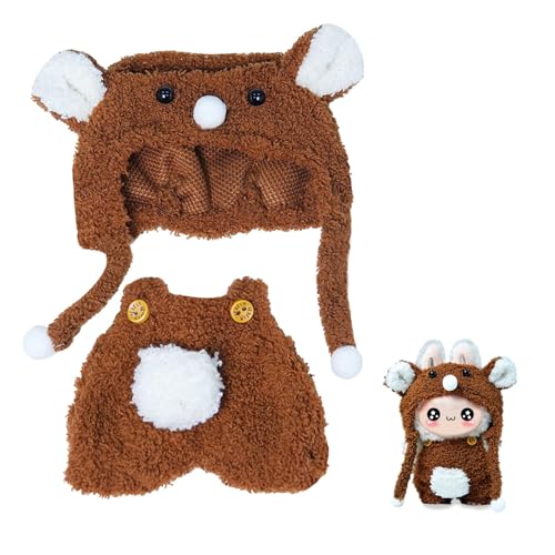 Weiche Plüsch-Macarons-Puppen-Kleidung – niedliches und gemütliches Outfit für Macarons-Puppenkostüm, luxuriöses Mode-Outfit mit Zubehör, L-Bu Sammler, 17 cm Größe (braun) von NIEBYI
