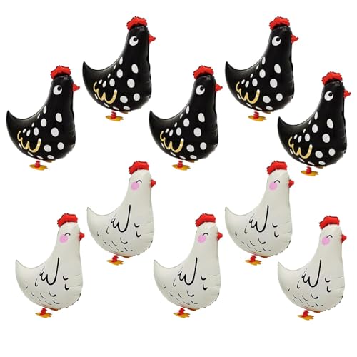 10 Stück Henne Walking Tier Folienballon Airwalker Huhn Luftballons für Kinder Geburtstag Party Deko, Helium Ballon 10 Stück Henne Walking Tier Folienballon Airwalker Huhn Luftballons für Kinder Geburtstag Party Deko, Helium Ballon von NIEEKRUN