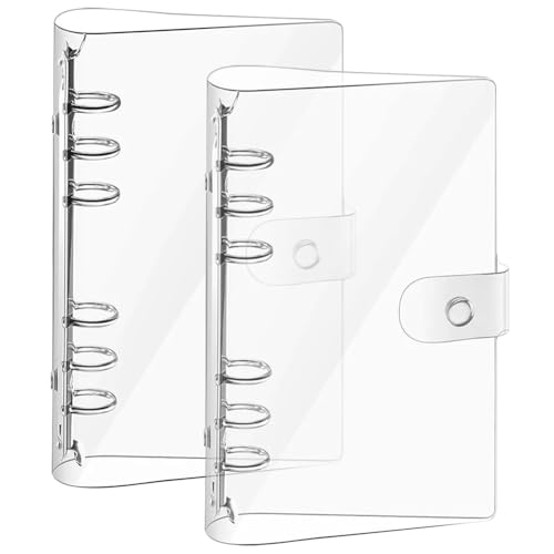 2 Stück Ringbuch A6 Ring Binder, 19.5x12.5 cm Transparent PVC Binder A6 Binder, Nachfüllbares Ringordner mit Druckknopf Notebook Schutz Transparente Loose Binder für Büro Schule Journal Buch 2 Stück Ringbuch A6 Ring Binder, 19.5x12.5 cm Transparent PVC Binder A6 Binder, Nachfüllbares Ringordner mit Druckknopf Notebook Schutz Transparente Loose Binder für Büro Schule Journal Buch von NIEEKRUN