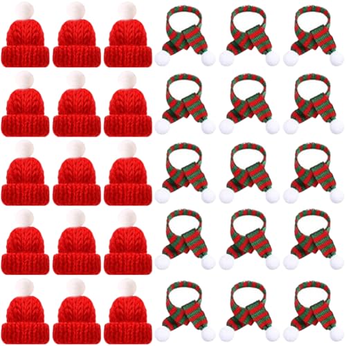 30 Stücke Mini Weihnachtsmütze und Schal Set, Kleine Nikolausmützen Weihnachten Weinflasche Abdeckung, Strickmütze des Weihnachten, Kappe Besteckhalter für Weihnachtsfeier Dekor Flaschendeko Tischdeko 30 Stücke Mini Weihnachtsmütze und Schal Set, Kleine Nikolausmützen Weihnachten Weinflasche Abdeckung, Strickmütze des Weihnachten, Kappe Besteckhalter für Weihnachtsfeier Dekor Flaschendeko Tischdeko von NIEEKRUN
