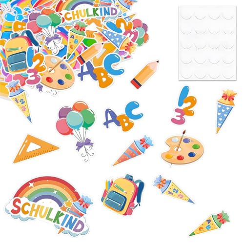 60 Stück Einschulung Deko Konfetti Bunt, Schulanfang Deko, Streudeko Schultüte ABC 123 Tischdekoration, Tischdeko Einschulung, Deko Schulanfang Konfetti Bunt für Mädchen Junge Schulanfang Tischdeko von NIEEKRUN