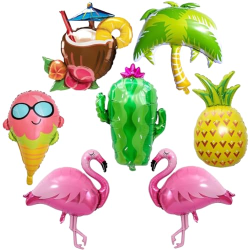 7 Stück Hawaii Party Folienballon Kokosnuss Baum Eiscreme Tropische Riesenballon Flamingo Ananas Kaktus Luftballons Hawaii Folienballon Flamingo Deko für Aloha Geburtstag Pool Strandparty Dekoration 7 Stück Hawaii Party Folienballon Kokosnuss Baum Eiscreme Tropische Riesenballon Flamingo Ananas Kaktus Luftballons Hawaii Folienballon Flamingo Deko für Aloha Geburtstag Pool Strandparty Dekoration von NIEEKRUN