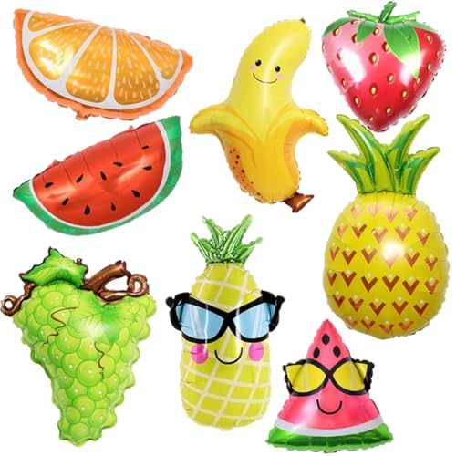 8 Stück Hawaii Ballons Hawaii Deko Folienballon Hawaii Party Folienballon Obst Frucht Mylar-Ballons Erdbeere Banane Wassermelone Ananas Luftballons für Aloha Geburtstag Pool Strandparty Dekoration von NIEEKRUN
