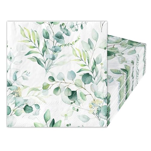 80 Stück Servietten Eukalyptus, Servietten Eukalyptus Grün Servietten Hochzeit Servietten Grün Papierserviette, Vintage Eukalyptus Papierserviette Einweg Napkins für Partys Feiern Tischdekorationen 80 Stück Servietten Eukalyptus, Servietten Eukalyptus Grün Servietten Hochzeit Servietten Grün Papierserviette, Vintage Eukalyptus Papierserviette Einweg Napkins für Partys Feiern Tischdekorationen von NIEEKRUN