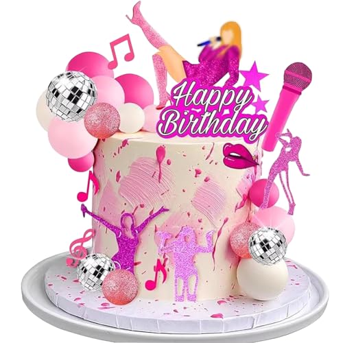 Musik Sänger Tortendeko 26PCS Rosa Kuchen Dekorationen mit Musik Superstar Happy Birthday Cake Topper Gitarre und Disco Cupcake Dekoration für Musik Thema Party Fans Party Dekoration Musik Sänger Tortendeko 26PCS Rosa Kuchen Dekorationen mit Musik Superstar Happy Birthday Cake Topper Gitarre und Disco Cupcake Dekoration für Musik Thema Party Fans Party Dekoration von NIEEKRUN