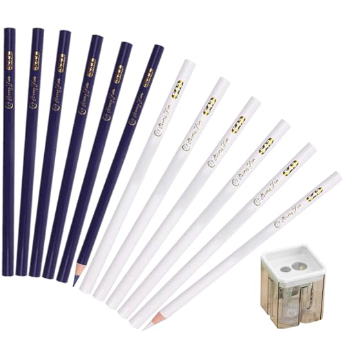 NIEEKRUN 12 Stück Schneiderkreide, Nähkreide Stoffkreide, Schneiderkreidestift, Stifte Sewing Stoffmarkierstift für Schneiderei Nähen Notizen Basteln (Weiß und Blau) von NIEEKRUN
