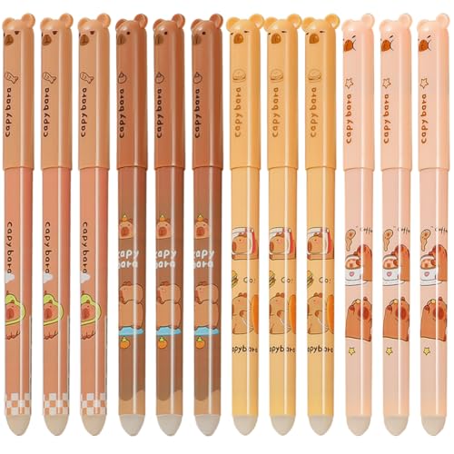 NIEEKRUN Capybara Radierbarer Kugelschreiber, 12 Stück Gelschreib Radierbar, Tintenroller Radierbar, 0.5mm Löschbarer legami Stift Löschbaren Gelstiften für Kinder Studenten Schule Büro (Blau) von NIEEKRUN