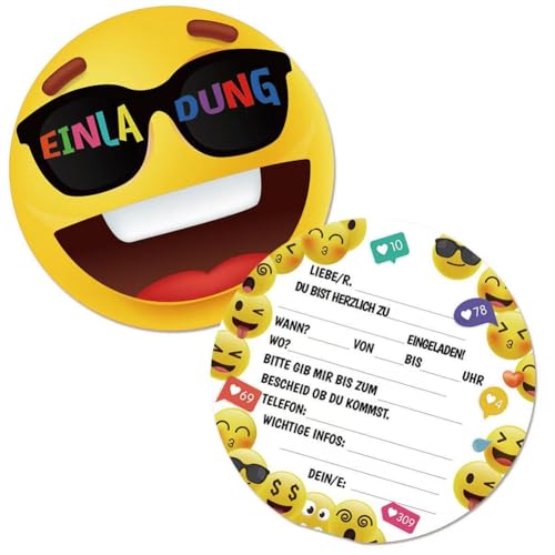 NIEEKRUN Einladungskarten Geburtstag 24PCS Smiley Einladungskarten Kindergeburtstag Einladungskarten Mädchen Junge für Geburtstag Abschlussball Weihnachtsfeier,Witzige Rund Ausdruck Einladung NIEEKRUN Einladungskarten Geburtstag 24PCS Smiley Einladungskarten Kindergeburtstag Einladungskarten Mädchen Junge für Geburtstag Abschlussball Weihnachtsfeier,Witzige Rund Ausdruck Einladung von NIEEKRUN