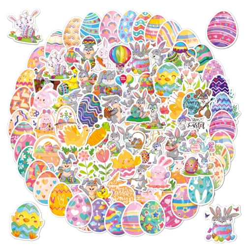Ostern Aufkleber Set, 100 Stück Ostereier Sticker, Kinder Osteraufkleber, Ostern Hase Aufkleber, Ostereier Aufkleber PVC Wasserfeste Vinyl-Aufkleber für Wasserflaschen, Scrapbooking, Tagebuch, Laptop Ostern Aufkleber Set, 100 Stück Ostereier Sticker, Kinder Osteraufkleber, Ostern Hase Aufkleber, Ostereier Aufkleber PVC Wasserfeste Vinyl-Aufkleber für Wasserflaschen, Scrapbooking, Tagebuch, Laptop von NIEEKRUN