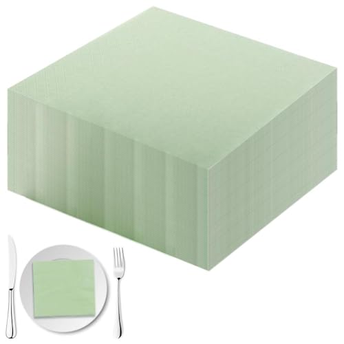 Servietten Grün 100 Stück Servietten Salbeigrün Servietten Hochzeit Servietten Eukalyptus Grün, Salbei Servietten Cocktailservietten Papierservietten für Brautjubiläum Party(25 x 25) von NIEEKRUN