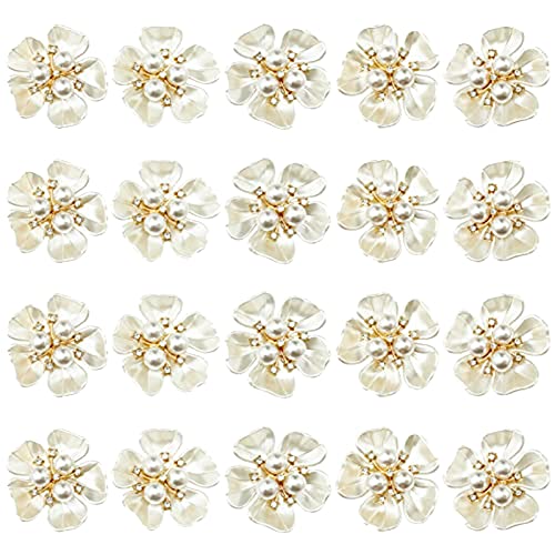 NIEI 20 Stück Perlen-Strass-Verzierungen, Blumen-Knöpfe mit Flacher Rückseite für die Schuhdekoration, Schmuckherstellung NIEI 20 Stück Perlen-Strass-Verzierungen, Blumen-Knöpfe mit Flacher Rückseite für die Schuhdekoration, Schmuckherstellung von NIEI