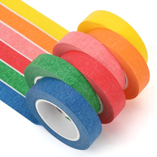 NIEITRK Washi Tape Masking Tape Set 6 Rollen 15mm*15m - Wasserfestes Farbiges Bunt-Klebeband mit Kreppband, Maibaum-Design und Wasserfester Kreppband für Dekoration und Journaling von NIEITRK