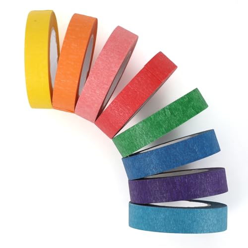 NIEITRK Washi Tape Masking Tape Set 8 Rollen 15mm*15m - Wasserfestes Farbiges Bunt-Klebeband mit Kreppband, Maibaum-Design und Wasserfester Kreppband für Dekoration und Journaling von NIEITRK