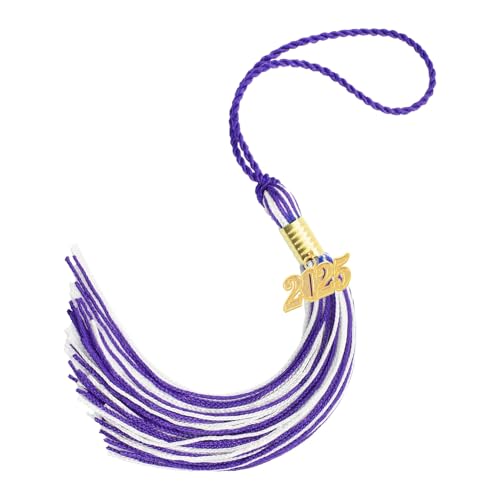 Quasten 2025,Abschluss Quaste,Graduation Quasten 2025,Quasten Anhänger Tassels,2025 Graduation Quaste Mit Gold Charm Dekorationen Für Graduation Hat Doktorhut,Quasten Lila,Weiß von NIEITRK