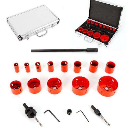 17pcs Lochsäge Set, 19-76mm Lochbohrer Holz, HSS BI Metall Lochsäge Holz Lochkreissäge Set Lochsägen Set Lochbohrer Set mit 300 mm Verlängerung Geeignet zum Schneiden von rostfreiem Stahl, Aluminium 17pcs Lochsäge Set, 19-76mm Lochbohrer Holz, HSS BI Metall Lochsäge Holz Lochkreissäge Set Lochsägen Set Lochbohrer Set mit 300 mm Verlängerung Geeignet zum Schneiden von rostfreiem Stahl, Aluminium von NIGORIY