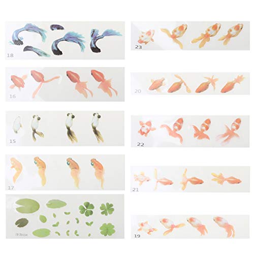 NIHENHAO 3D Fisch Malerei Aufkleber Aufkleber mit 3D Effekt Teich Klare Folie Füllmaterial für Kunstharz von NIHENHAO
