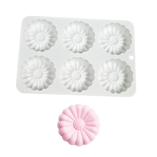 NIHENHAO Silikonform mit 6 Mulden Blumenform Backwerkzeug Mousse-Kuchen-Dekorationsform zur Herstellung von Schokolade Süßigkeiten Kerzen Seife Silikon von NIHENHAO