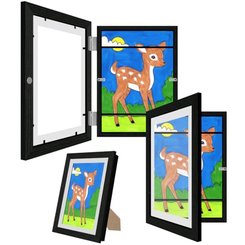 2 Stück Bilderrahmen Kinderzeichnungen A4 mit Verstellbarer Halterung,Bilderrahmen zum Befüllen für 150 A4 Papier,Photo Storage Box für Kunstzeichnungen für Kinder, Art Frame Frontöffnung (Schwarz) 2 Stück Bilderrahmen Kinderzeichnungen A4 mit Verstellbarer Halterung,Bilderrahmen zum Befüllen für 150 A4 Papier,Photo Storage Box für Kunstzeichnungen für Kinder, Art Frame Frontöffnung (Schwarz) von NIHESIM