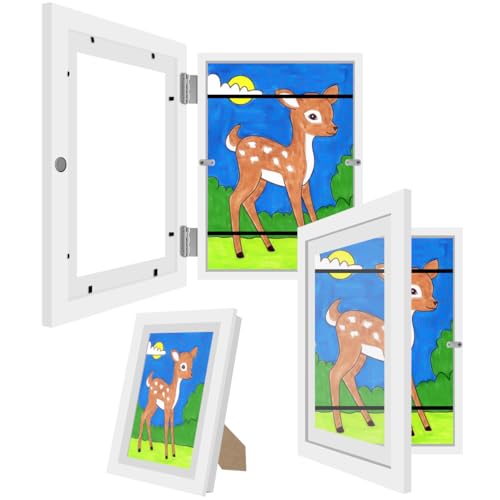 2 Stück Bilderrahmen Kinderzeichnungen A4 mit Verstellbarer Halterung,Bilderrahmen zum Befüllen für 150 A4 Papier,Photo Storage Box für Kunstzeichnungen für Kinder, Art Frame Frontöffnung (Weiß) 2 Stück Bilderrahmen Kinderzeichnungen A4 mit Verstellbarer Halterung,Bilderrahmen zum Befüllen für 150 A4 Papier,Photo Storage Box für Kunstzeichnungen für Kinder, Art Frame Frontöffnung (Weiß) von NIHESIM