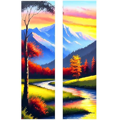 NIHO-JIUMA Diamond Painting Lesezeichen Herbst Fluss, 2 Stück Kristall Diamant Kunst Quaste Acryl Lesezeichen Kits von NIHO-JIUMA