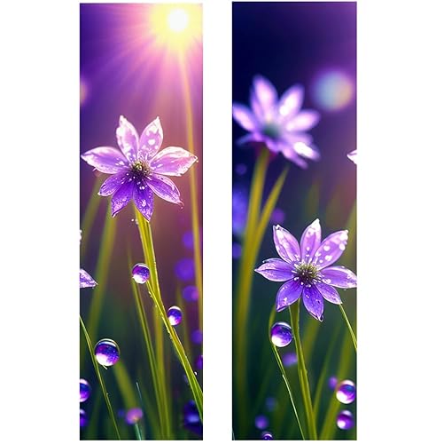 NIHO-JIUMA Diamond Painting Lesezeichen Lila Blumen, 2 Stück Kristall Diamant Kunst Quaste Acryl Lesezeichen Kits von NIHO-JIUMA