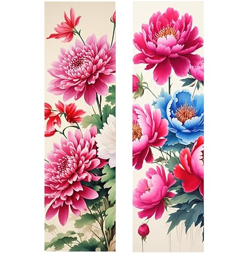 NIHO-JIUMA Diamond Painting Lesezeichen Pfingstrose Blume 2 Stück Kristall Diamant Kunst Quaste Acryl Lesezeichen Kits von NIHO-JIUMA