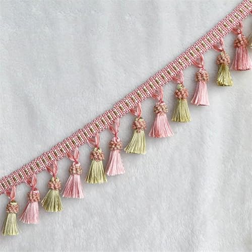 NIHUJALE Fransenbesatz, geflochtene Hängeperlen, 1 Meter for Abdeckung Rand Kleidung dekoriert Trimmen Spitze Nähen Tischdecke Vorhang Zubehör(Beige pink) von NIHUJALE