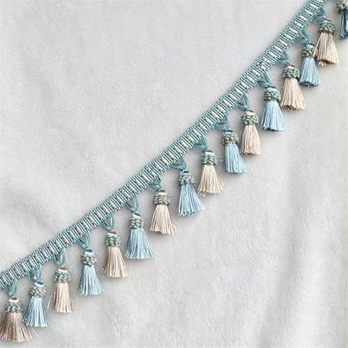NIHUJALE Fransenbesatz, geflochtene Hängeperlen, 1 Meter for Abdeckung Rand Kleidung dekoriert Trimmen Spitze Nähen Tischdecke Vorhang Zubehör(Light Blue) von NIHUJALE