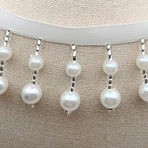 NIHUJALE Fransenbesatz, geflochtene Hängeperlen, 1 Yard Perle Quaste Trim Band Spitze Dekorative Fransen Hängen Perlen Anhänger Band DIY Kleidung Vorhang Dekoration(3.5cm) von NIHUJALE