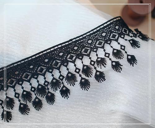 NIHUJALE Fransenbesatz, geflochtene Hängeperlen, 1 Yards Stickerei Spitze Trim Fringe DIY Nähen Kleidung Kleid Verschönerung(Black) von NIHUJALE