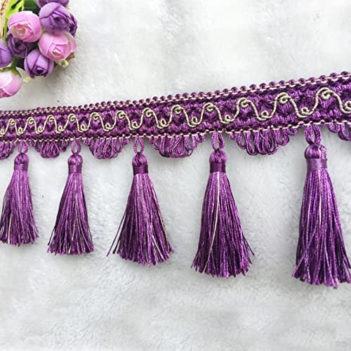 NIHUJALE Fransenbesatz, geflochtene Hängeperlen, 11 Yards Dekorative Fransenbesatz Home Sofa Kissen Lampenschirme Dekoration DIY Vorhang Nähen Trim Quaste Trimmen Spitze(Purple) von NIHUJALE