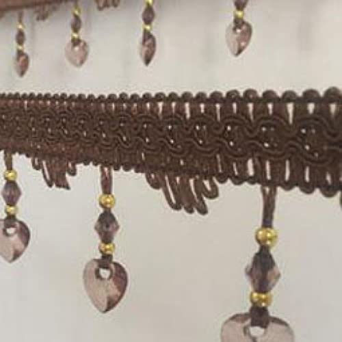 NIHUJALE Fransenbesatz, geflochtene Hängeperlen, 12 Yards Perlenanhänger Nähbesatz Fransen Quaste Besatzband Vorhangbesatz Wohnkultur Nähen Basteln Zubehör(Brown) von NIHUJALE