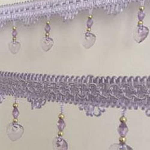 NIHUJALE Fransenbesatz, geflochtene Hängeperlen, 12 Yards Perlenanhänger Nähbesatz Fransen Quaste Besatzband Vorhangbesatz Wohnkultur Nähen Basteln Zubehör(Light Purple) von NIHUJALE