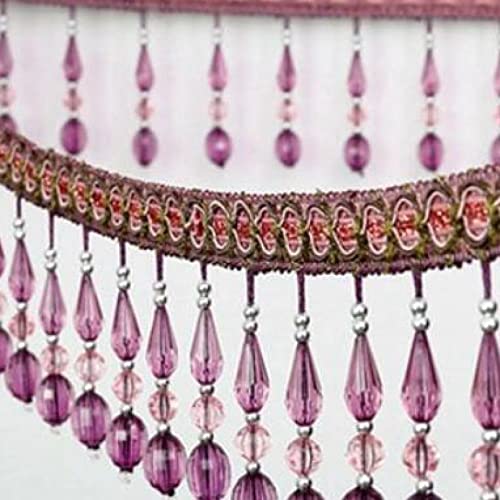 NIHUJALE Fransenbesatz, geflochtene Hängeperlen, 12 Yards Vorhang Nähen Trim Quaste Perlen Spitze Stoff Handwerk Anhänger Rand Sofa Dekoration DIY Vorhang Nähen Trim(Purple) von NIHUJALE