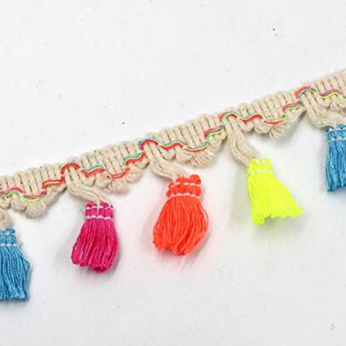 NIHUJALE Fransenbesatz, geflochtene Hängeperlen, 2 Yards Ribbon Fringe Lace Trimmt DIY Hochzeit Party Latin Kleid Stoff handgemachte Nähen Vorhang(Ivory) von NIHUJALE
