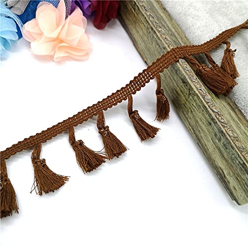 NIHUJALE Fransenbesatz, geflochtene Hängeperlen, 2 Yards Spitzenbesatz Nähen Band Quaste Fransen Baumwolle Ethnische Latin Kleid Bühne Kleidungsstück Vorhang Dekorative DIY(Coffee) von NIHUJALE