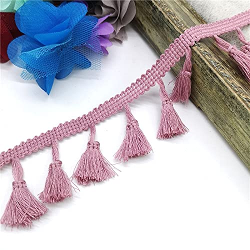 NIHUJALE Fransenbesatz, geflochtene Hängeperlen, 2 Yards Spitzenbesatz Nähen Band Quaste Fransen Baumwolle Ethnische Latin Kleid Bühne Kleidungsstück Vorhang Dekorative DIY(Mauve) von NIHUJALE