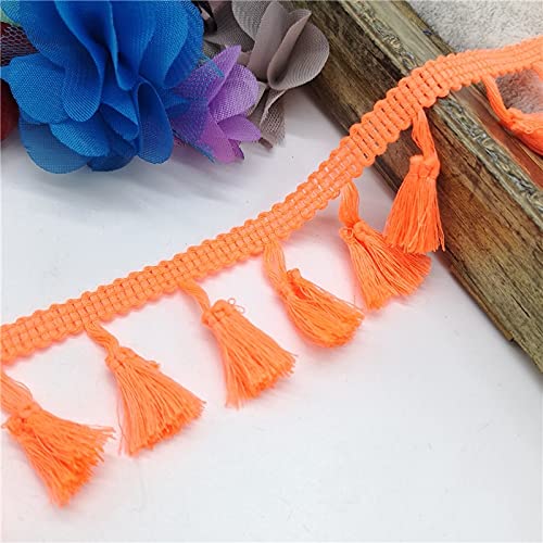 NIHUJALE Fransenbesatz, geflochtene Hängeperlen, 2 Yards Spitzenbesatz Nähen Band Quaste Fransen Baumwolle Ethnische Latin Kleid Bühne Kleidungsstück Vorhang Dekorative DIY(Orange) von NIHUJALE