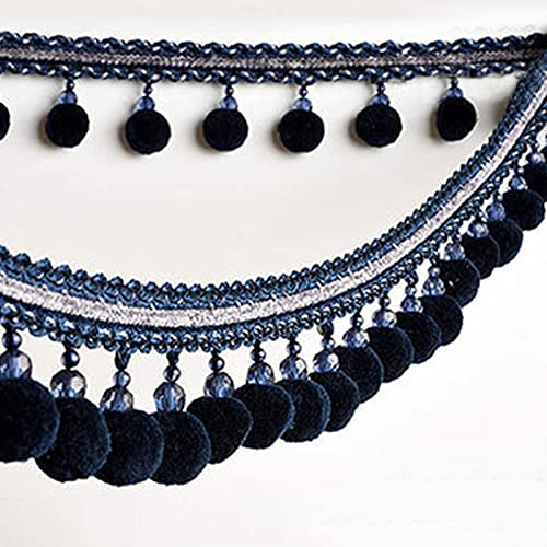NIHUJALE Fransenbesatz, geflochtene Hängeperlen, 3 Meter Vorhang Borte Perlen Anhänger Zopf Quaste Ball Fringe DIY Nähen Handwerk Tisch Lampenschirme Dekorative(Sapphire) von NIHUJALE