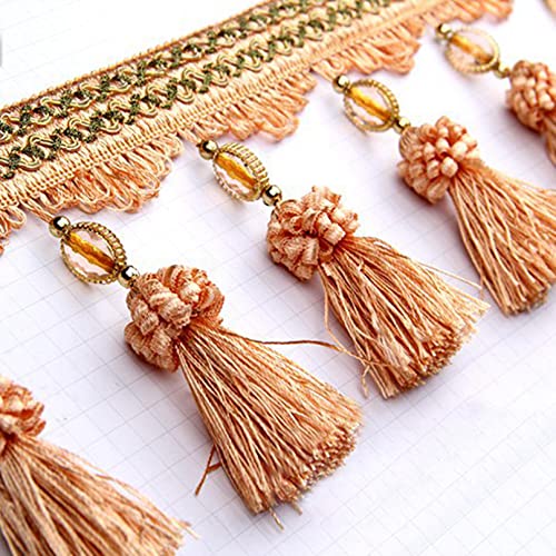 NIHUJALE Fransenbesatz, geflochtene Hängeperlen, 3 Yards Quaste Perlen Fransen for Vorhang Tisch Dekoration DIY Handwerk Nähen Trim Home Room Decor Polster Zubehör(Orange) von NIHUJALE