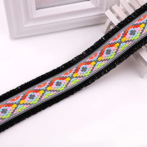NIHUJALE Fransenbesatz, geflochtene Hängeperlen, Breite 4,5 cm Quasten Trim Vorhang Quaste Fransen Band Nähen Spitze for DIY(Black) von NIHUJALE